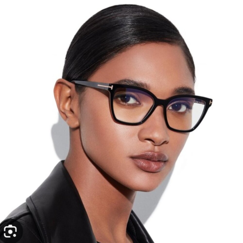 Brand New TOM FORD 53mm Blue Light Blocking Glasses SHINY BLACK  no case